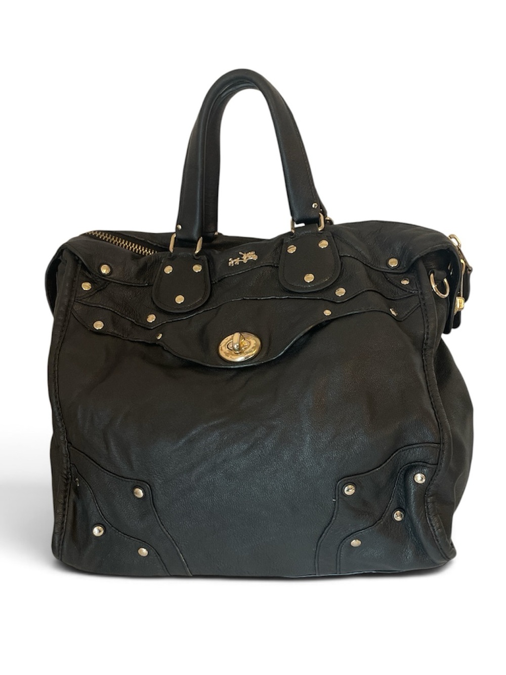 Vintage Coach Rhyder 33 Bag Hobo Slouchy Rivets Leather Top Handles Style 33687